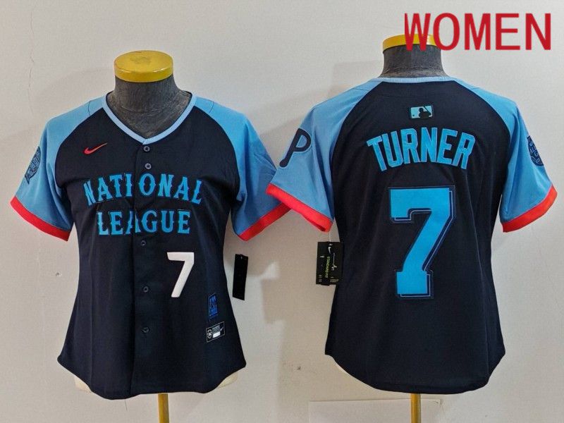 Women Philadelphia Phillies #7 Turner Blue All star 2024 Nike MLB Jersey style 2